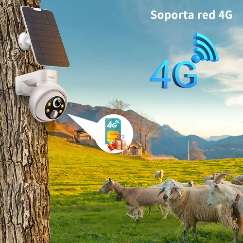 Ojo® 4g Tarjeta Sim Solar Cámara De Seguridad Exterior Full Hd Con Alarma Camaras De Vigilancia Camara 2k Verdaderamente Inalámbrico
