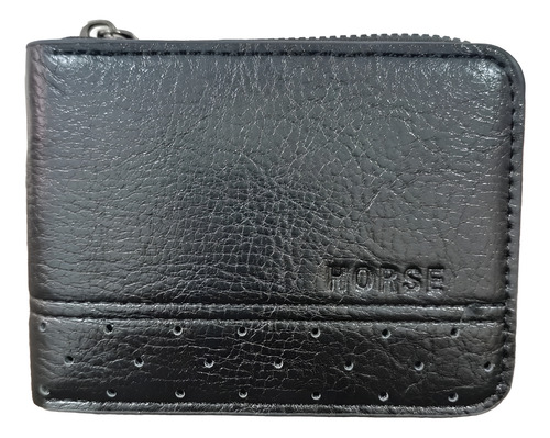 Cartera Unisex Piel Vegana Con Cierre Con Caja Negra Lisa