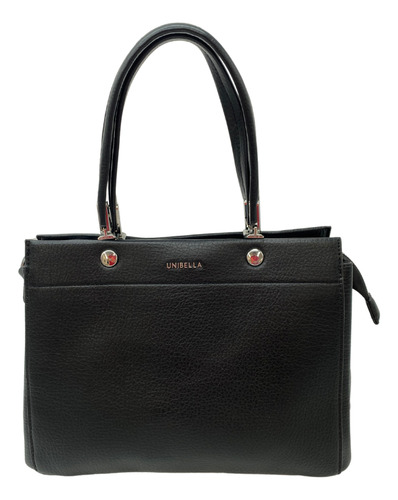 Bolsa Tipo Satchel Con Crossbody Negro Lisa Níquel Negro