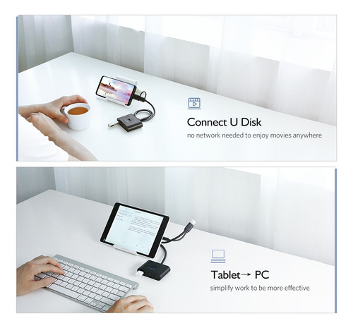 Ugreen Hub Usb 3.0 Con Otg C,smartphone,mackbook,surface Pro