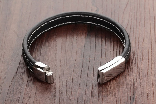 Imagen 7 de 9 de Pulsera Caballero Piel Con Acero - 545