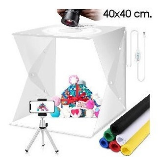 Imagen 1 de 1 de Caja Para Fotos Con Iluminación, Fondos De Colores 40cmx40cm
