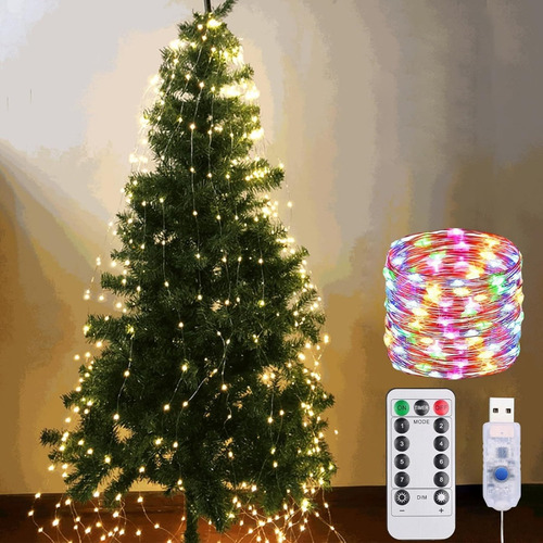 / Luces Centelleantes En Cascada Para Árbol De Navidad