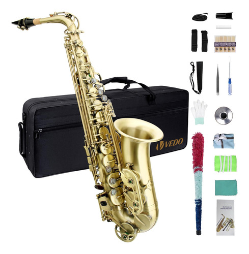 Sax Alto Vedo Dourado Completo Com Estojo Boquilha Amarelo