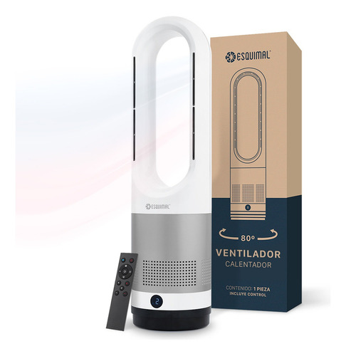 Ventilador Calentador Sin Aspas 2 en 1 Esquimal, Silencioso / Portátil (Plateado - Blanco)