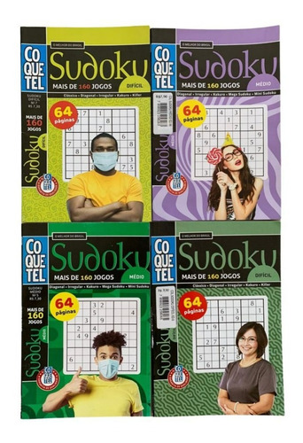 Kit Coquetel Com 4  : Sudoku Nível Médio E Difícil
