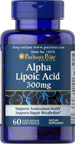 Puritans Pride Ácido Alfa Lipoico 300 Mg 60 Caps Ptr Sabor Sin Sabor