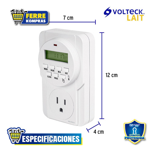 Temporizador Digital 8 Eventos Volteck 48386