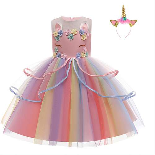 Disfraz Niñas Princesa Traje Gasa Vestido Fiesta Unicornio 