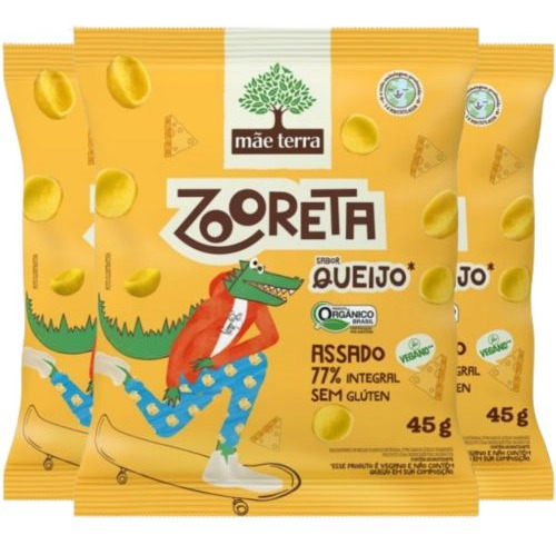 Salgadinho Vegano E Orgânico Zooreta Queijo 3 Un De 45g Cada