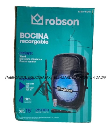 Bafle Bocina 15 Recargable Bt Aux Fm Tripie Control Msa-5915