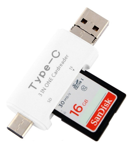 Imagen 2 de 10 de Kit Adaptador Usb C 3 En 1 - Lector De Memoria Sd - Otg