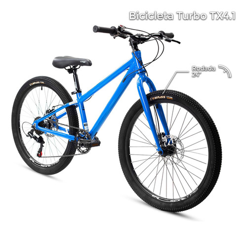 Bicicleta Mtb Tx4.1 R24 De Aluminio 7 Velocidades Azul Turbo Tamaño del cuadro S