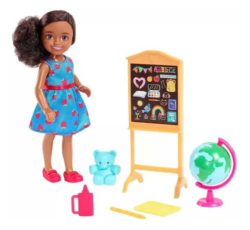 Boneca Barbie Chelsea Professora Negra Com Acessórios Globo