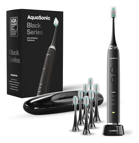 Cepillo Dientes Aquasonic Black Series Blanqueador 8 Cabezal