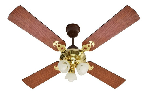 Ventilador De Techo Protalia 3116 Madera Dorado Con Luz