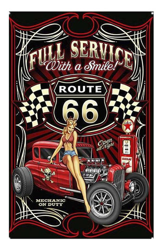 Vinilo 80x120cm Vehiculos Full Service Mujer En Hot Rod