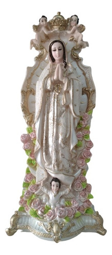 Virgen Guadalupe Ojos Cristal Corona Figura Resina 58cm Color Natural