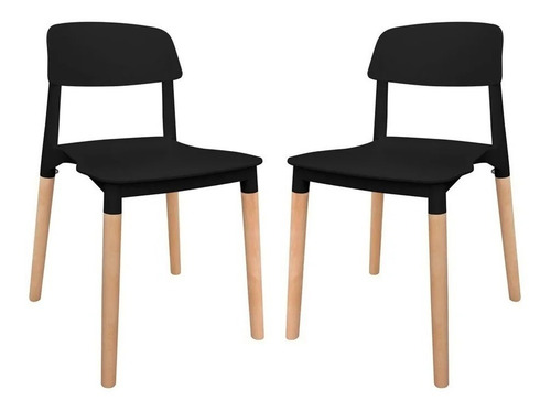 Imagen 2 de 6 de Silla Plastica Apilable Reforzada Patas Madera Nordica X4