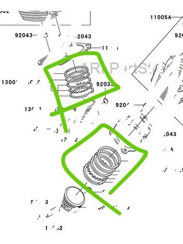 Kawasaki Vulcan 1500 1600 (02) Set Anillos Nuevos Ori