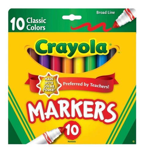 Imagen 1 de 1 de Set De Marcadores 10pzas Línea Gruesa Crayola