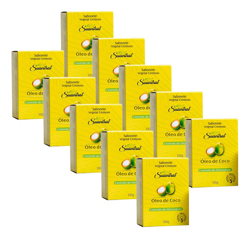 Kit 10 Sabonete Vegetal Cremoso Óleo De Coco Suavitrat 100g