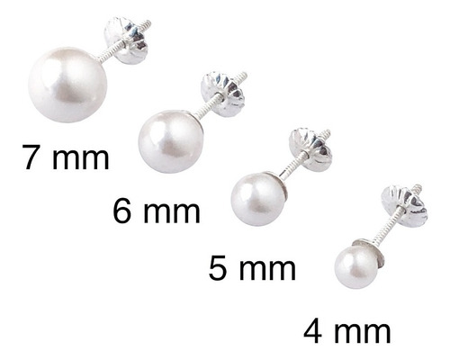 Aros Perla Rosca Y Tuerca 5 Mm Plata 925 (ma5)