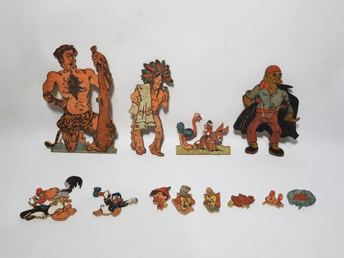 Disney Antiguos Personajes Papel Sobre Madera Lote Mag 57925