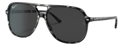 Óculos de sol polarizados Ray-Ban Bill Standard armação de acetato cor polished grey havana, lente black clássica, haste polished grey havana de acetato - RB2198