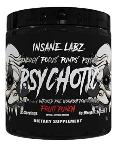 Pre Entreno Insane Labz Psychotic Black 35 Serv Sabores Sabor Ponche De Frutas