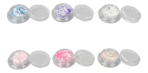 Set De Polvo De Purpurina Para Nail Art, 6 Cajas, De Color