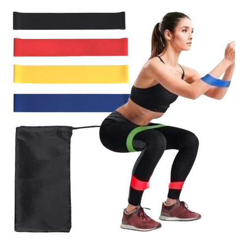 Kit X4 Bandas Elasticas Isometricas Para Fitness Y Ejercicio