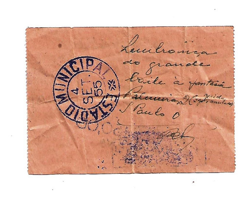 Ingresso Palmeiras X São Paulo - 1955 - Campeonato Paulista (Usado)