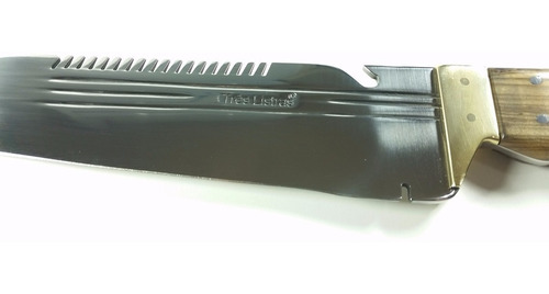 Faca Gaúcha Sobrevivência Rambo Três Listras Full Tang Inox Cor Madeira