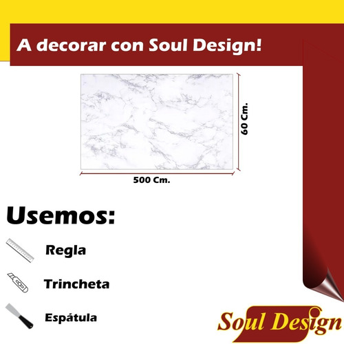 Imagen 5 de 10 de Vinilo Contact Autoadhesivo Muebles Pared Simil Marmol 5 Mt