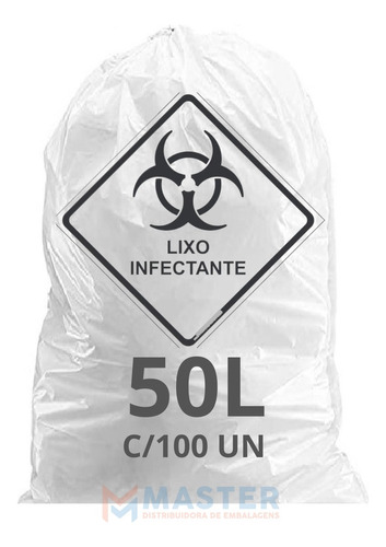 Saco P/ Lixo Hospitalar Infectante 50lt Pct 100 Un 63x80cm 