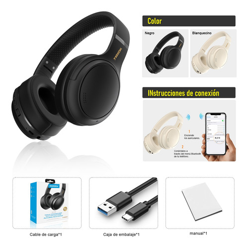 Audifonos Cancelacion Ruido Diadema Inalámbrico Anc Bt 5.4 Blanco