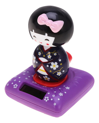 Amosfun Dashboard Doll Japanese Kimono Geisha Doll Solar Pow