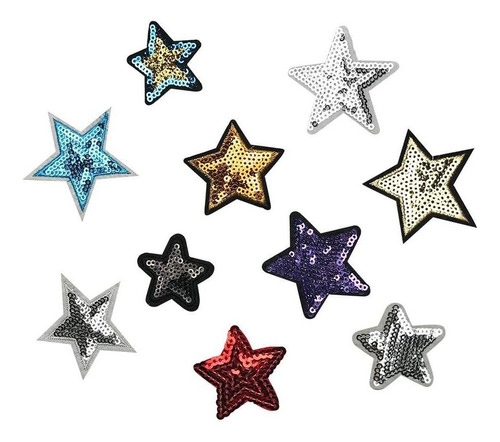 30 Parches De Estrella Bordados Con Lentejuelas De Cinco Pun