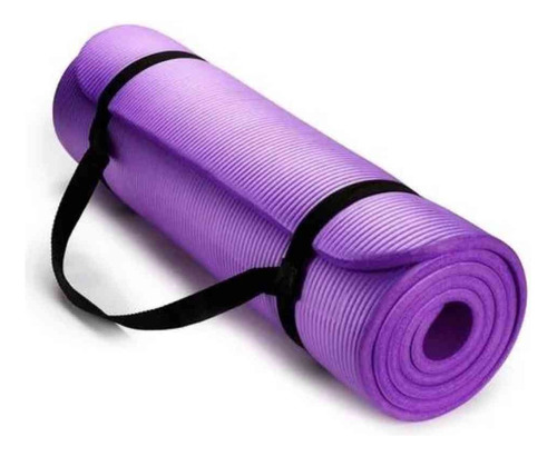 Mat De Yoga Alfombra Tapete Espesor 10mm + Strap + Bolso. Color Violeta
