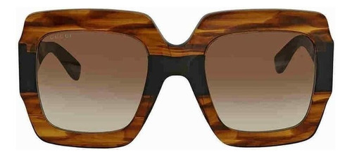 Anteojos de sol Gucci GG0178S con marco de acetato color habana/negro, lente marrón degradada, varilla habana/negra de acetato