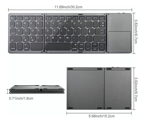 Mini Teclado Bluetooth Plegable Ultrafino Con Panel Táctil