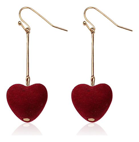 Pendientes Largos Anmpab Con Forma De Corazón Rojo Y Rosa Pa