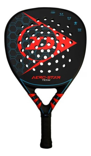 Paleta Padel Dunlop Aero Star Team Carbono 12k Profesional Color Negro/rojo