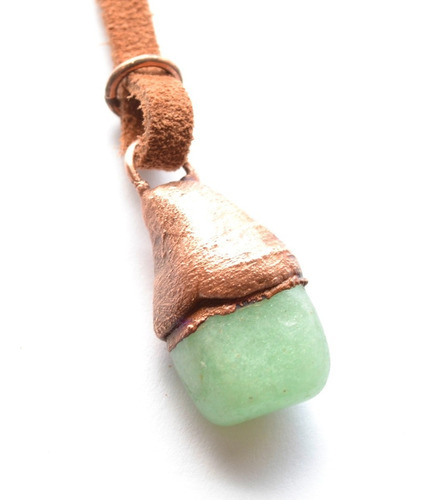 Imagen 1 de 4 de Collar Verde Y Cobre, Piedra Amazonita, Moda, Accesorios