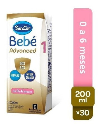 Sancor Bebe 1 Advanced 0 A 6 Meses 200ml Pack X 30 Unidades