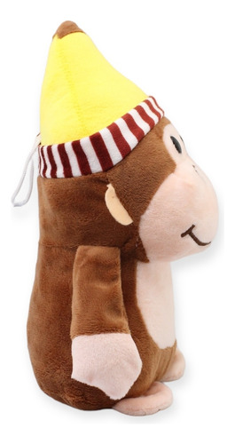 Changuito De Peluche Café Gorro Platano Suave Juguete 23cm