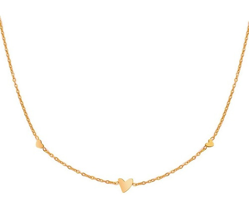 Collar Baño Oro 18k Corazón Check Triple
