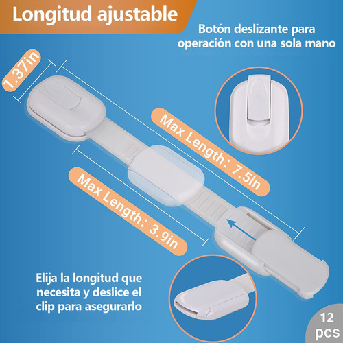 12 Piezas Cerraduras De Seguridad Para Niños, Seguros Para