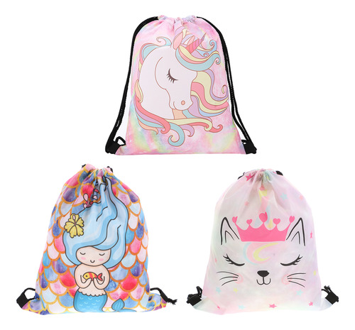 Bolsa De Gimnasio Con Forma De Unicornio, Con Cordón, 3 Unid